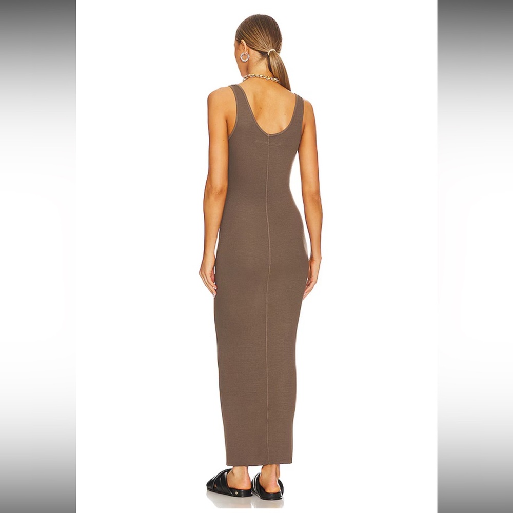 Enza Costa Maxi Silk Blend Ribbed Jersey Tank Dress in Tan Size Large - Picture 2 of 10